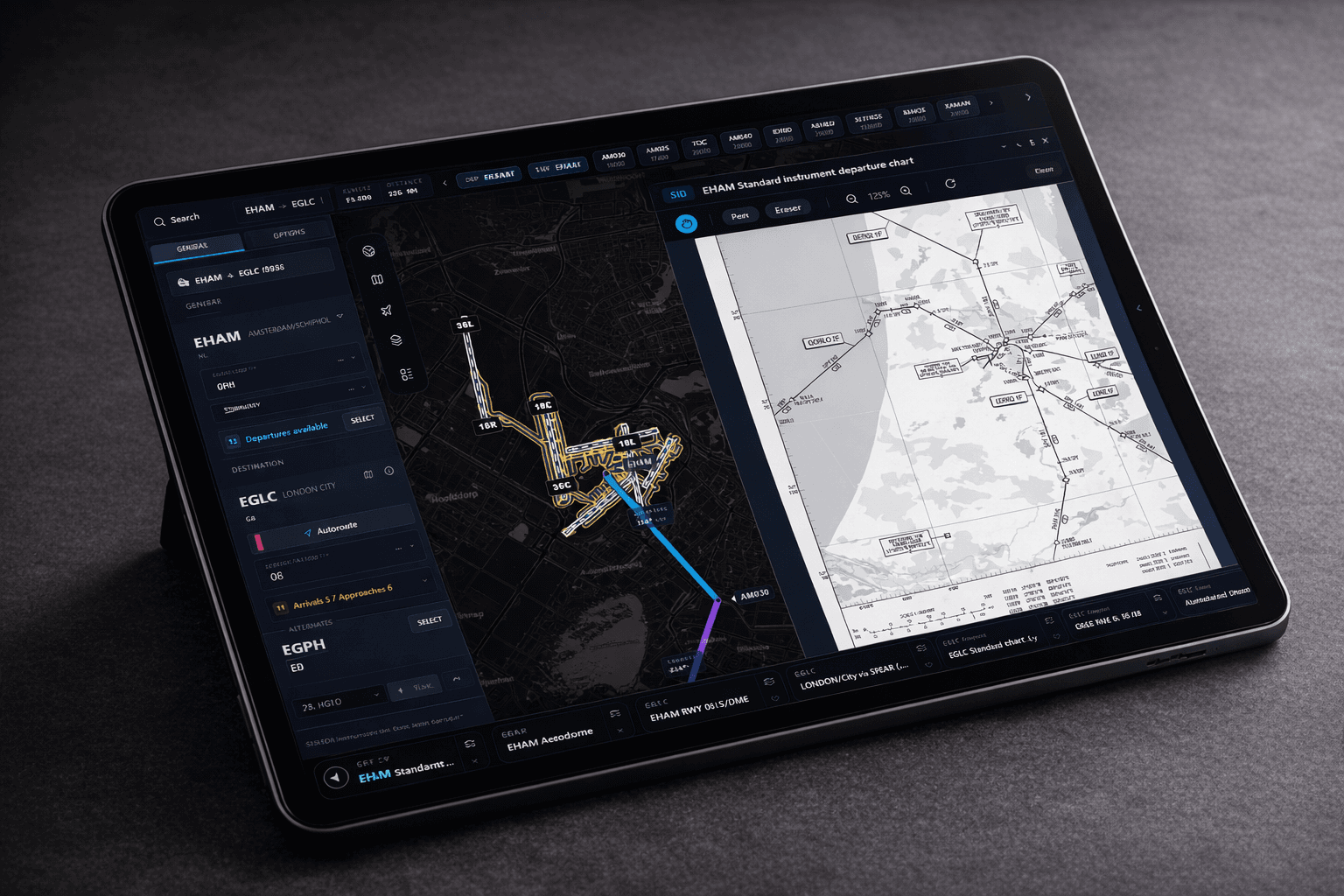 Moving map with route and live aircraft